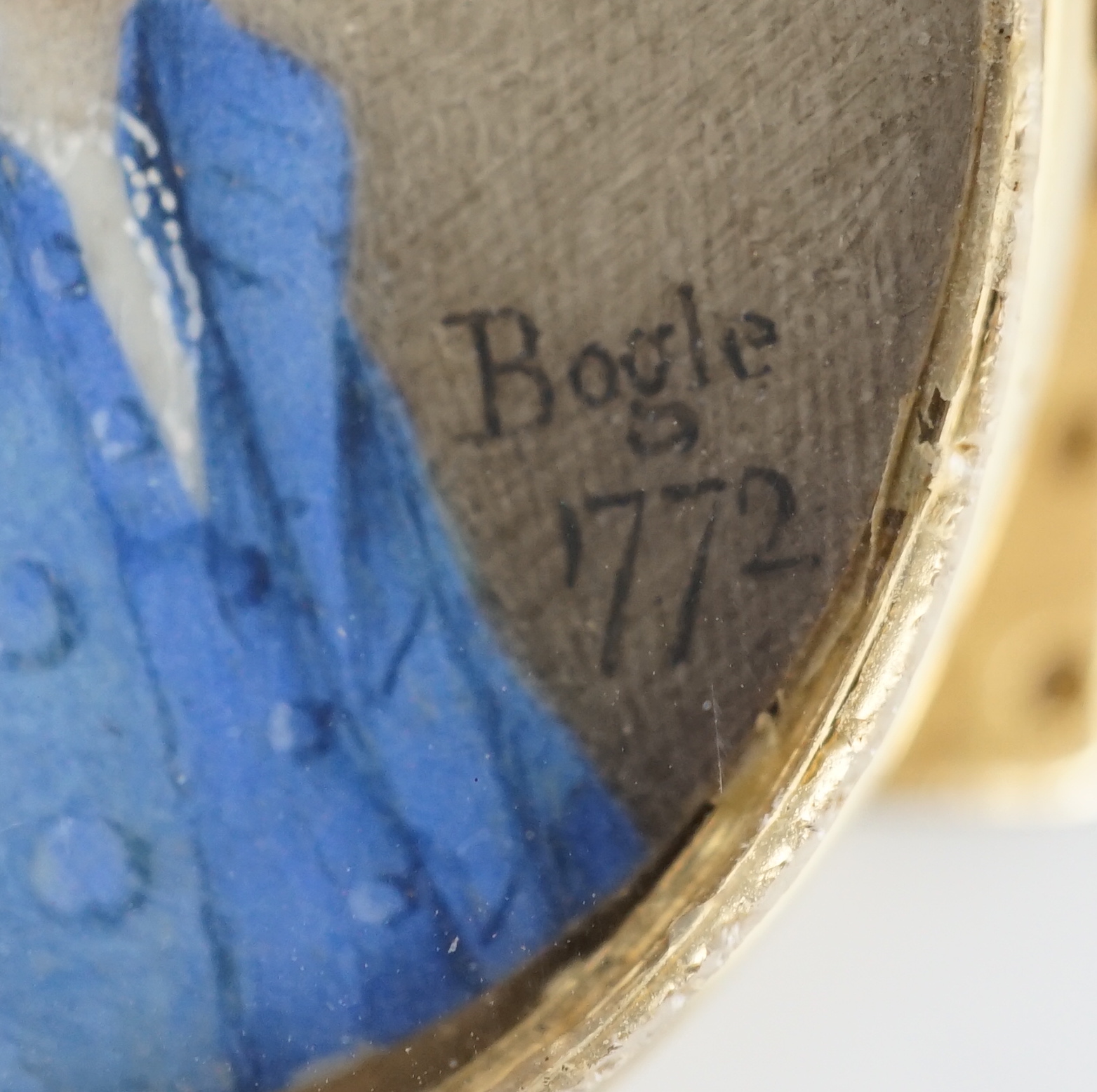 John Bogle (British, 1746-1803), Portrait miniature of a gentleman, oil on ivory, 3.6 x 3cm. CITES Submission reference WMZWN28S